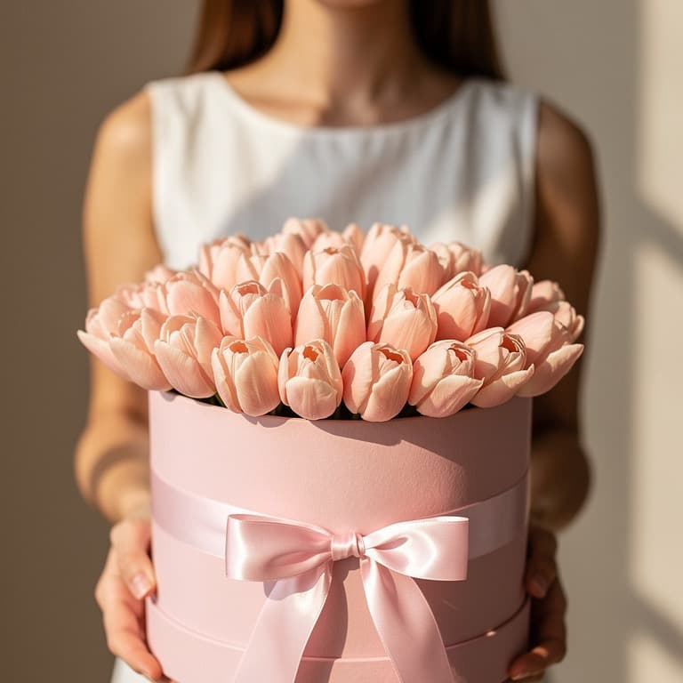 comprar caja de tulipanes melocotón en Gijón, Oviedo y Avilés
