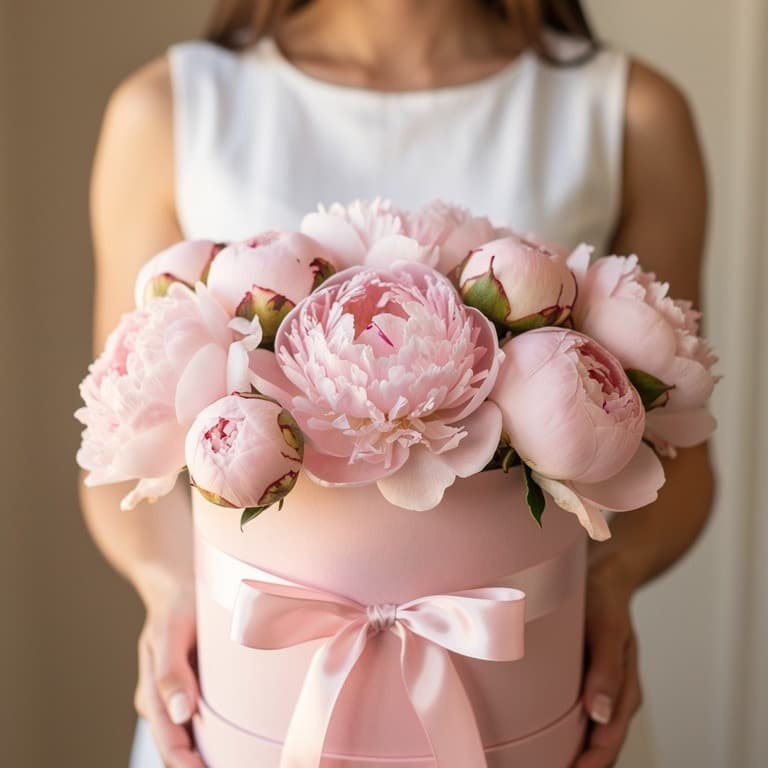 comprar caja de peonías rosa en Gijón, Oviedo y Avilés