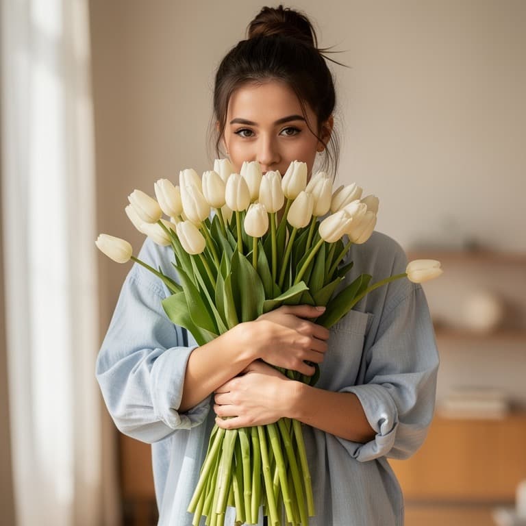comprar brazada de tulipanes blancos en Gijón, Oviedo y Avilés
