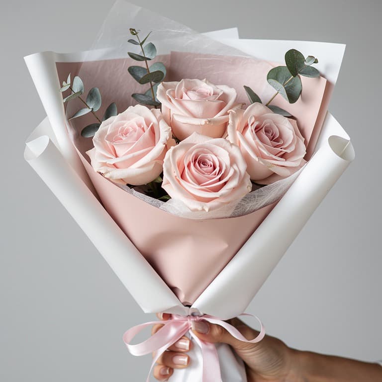 comprar cuatro rosas rosa en Gijón, Oviedo y Avilés